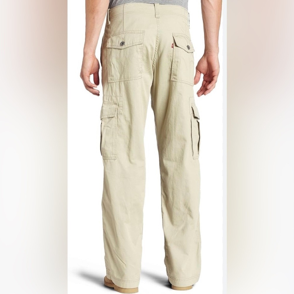 Levi's Light Beige Cargo Loose Straight Jeans Back Pockets Pants Size 36